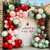 Red Pink Green Balloon Arch Kit | Cherry Birthday Baby Shower Garland