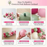 Hot Pink Sage Green Balloon Arch Kit | Double Stuffed Magenta Olive Ivory Balloons
