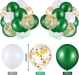 Green White Gold Confetti Balloon Set, Dark Green Party Decor