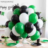 Green Black White Football Latex Balloons, Sports Party Decoration