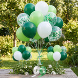 Green White Emerald Lime Confetti Balloons, Jungle Dinosaur Birthday Party Decor