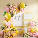 Lemon Balloon Arch Kit | Pink Gingham Heart, Bow, Slice Balloons for Main Squeeze Party