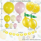 Lemonade Balloon Arch Kit | Pink Yellow Citrus Party Decor with Banner