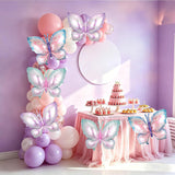 6pc Butterfly Foil Balloons | Purple, Pink, Silver, Blue Mylar Party Decor