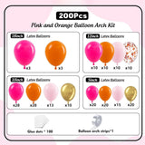 200pc Pink Orange Gold Balloon Garland Arch Kit | Birthday, Baby Shower, Wedding Party Decorations