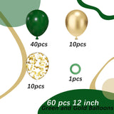Green Gold Balloon Set, Metallic Confetti Latex Party Decor