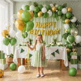 Sage Green Gold White Confetti Balloon Garland Kit, Boho Party Decorations