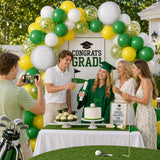 Golf Birthday Party Balloons, Green Yellow Confetti, Golf Ball Foil