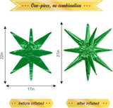 Green Star Foil Balloon, 22 Inch Explosion Spike Mylar Balloon, Wedding Christmas Birthday Party Decor