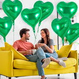 Green Heart Foil Balloons, 18 Inch Love Party Decoration Set