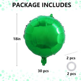 Green Round Foil Balloons, 18 Inch Helium Mylar Party Decorations