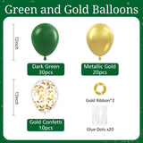 Green Gold Balloon Set, Metallic Chrome Latex Party Decor