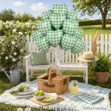 Sage Green Gingham Heart Foil Balloons, 18 Inch Checked Party Decor