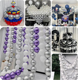 Silver Metallic Linking Balloons, 6 Inch Latex Party Arch Decor