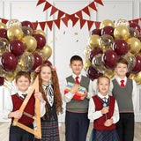 60Pcs Burgundy Gold Balloon Set, Maroon Metallic Confetti Balloons, Graduation Bridal Shower Party Decor