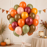 Sage Green Brown Fall Balloon Set, Orange Yellow Burgundy Balloons, Woodland Thanksgiving Party Decor