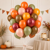 Sage Green Brown Fall Balloon Set, Orange Yellow Burgundy Balloons, Woodland Thanksgiving Party Decor