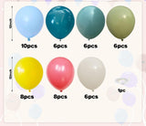 Retro Rainbow Balloon Set, Boho Party Decor, Blue Orange Mustard Yellow
