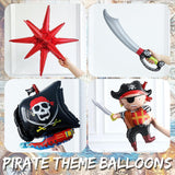 Pirate Balloon Arch Garland Kit | Red Black Balloons, Ship, Sword for Birthday Party