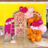 Pink Orange Balloon Arch Kit | Hot Pink Gold Confetti Garland for Birthday Baby Shower