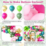 Tropical Flamingo Balloon Arch Kit | Hot Pink Green Gold Luau Party Decor