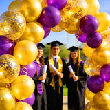 121pc Purple Gold Balloon Arch Kit | Birthday Graduation Wedding Anniversary Party Decorations