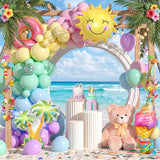 Pastel Balloon Garland Arch Kit, Summer Beach Pool Party, Sun Donut Ice Cream Decor