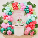 Pink Flamingo Balloon Arch Kit | Tropical Luau Decor, Olive Green, Pastel, Red Balloons
