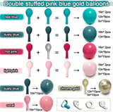 Teal Pink Gold Balloon Arch Garland Kit | Double Stuffed Tropical Party Decor