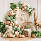 Jungle Safari Balloon Arch Kit | Sage Green, Sand Giraffe Print Balloons