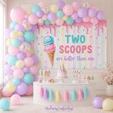 Two Scoops Ice Cream Balloon Arch Kit | Twins Baby Shower, Birthday Backdrop