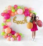 Tropical Balloon Arch Kit | Hawaiian Luau Party Decorations with Palm Leaves, Confetti