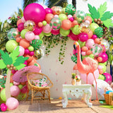 Tropical Balloon Arch Kit | Hawaiian Luau Party Decorations with Palm Leaves, Confetti