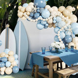 Dusty Blue Balloon Arch Kit | Pearl White Sand Balloons for Baby Shower, Birthday Decor
