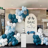 Race Car Balloon Arch Kit | Slate Blue Matte Balloons, Racing Foil Accents (Party Decor)