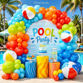128pc Summer Pool Balloon Arch Kit, Tropical Beach Garland, Luau Party Decor