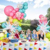 Tropical Balloon Arch Kit, Teal Pink Orange Yellow Garland, Iridescent Stars, Luau Party Decor