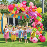Tropical Balloon Arch Kit | Hot Pink Yellow Orange Luau Garland, Flamingo Pool Party Decor