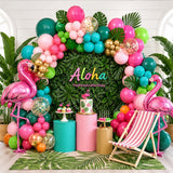 Flamingo Balloon Arch Kit | Tropical Luau Party Garland, Palm Leaves