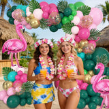 Flamingo Balloon Arch Kit | Tropical Luau Party Garland, Palm Leaves