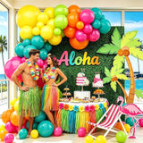 Rainbow Balloon Arch Kit | Tropical Aloha Party Decor, Hot Pink, Teal, Yellow Balloons