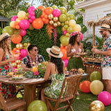Tropical Hawaiian Balloon Arch Kit | Olive Green, Hot Pink, Gold Garland for Luau Parties