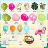 Tropical Balloon Arch Kit | Olive Green, Hot Pink, Orange, Rose Gold, Confetti Garland | Luau Party Decor