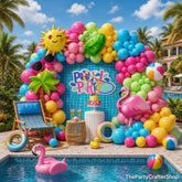 Tropical Pool Party Balloon Arch Kit | Flamingo Hawaiian Garland, Summer Birthday Decor