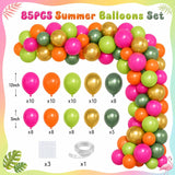 Tropical Hawaiian Balloon Arch Kit | Hot Pink, Olive, Orange, Gold Luau Garland