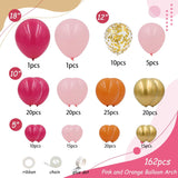 Pink Orange Balloon Arch Kit | Hot Pink Metallic Gold Confetti Garland