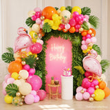 Tropical Flamingo Balloon Arch Kit | Pink Orange Luau Party Decor, Hawaiian Birthday Bash