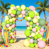 Olive Green Pink Yellow Balloon Arch Kit | Summer Beach Birthday Party Decor
