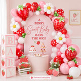 Strawberry Balloon Arch Kit with BABY Boxes | Red Pink Daisy Balloons, Sweet One Decor