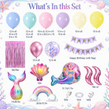 Mermaid Balloon Arch Kit, Pastel Under the Sea Party Decor (123pc)